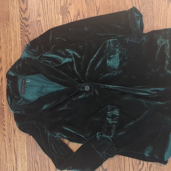 Emerald green velvet loose fit long relaxed Party blazer by Endless Rose sz S - Picture 8 of 11